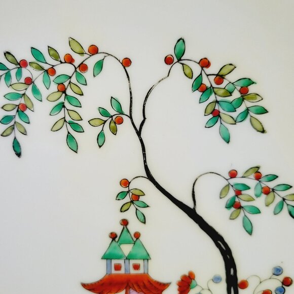 Noritake Asian Landscape Scene Cake Plate, c.1920-40 Morimura Mark, Vibrant Gree - Picture 13 of 13